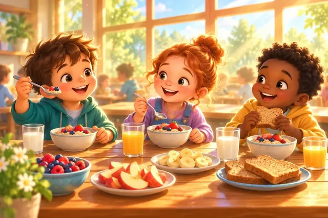 Des enfants partagent un bon déjeuner