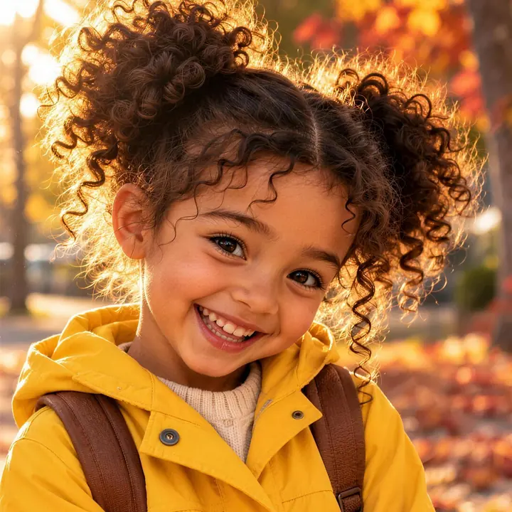 Un enfant souriant en imperméable jaune (illustration)