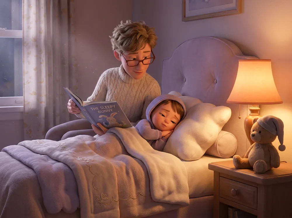 Un parent qui lit une histoire à son enfant